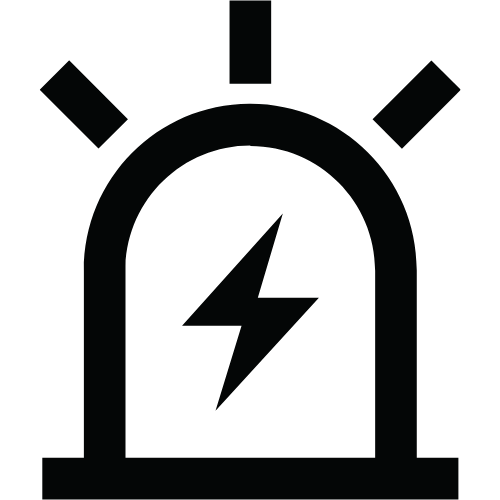 Icon of emergency alert light with a lightening bolt in the center