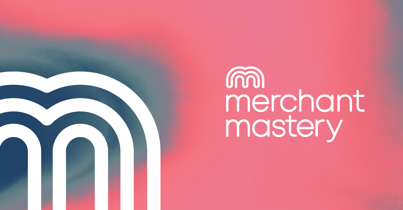 Merchant Mastery logo and pink background