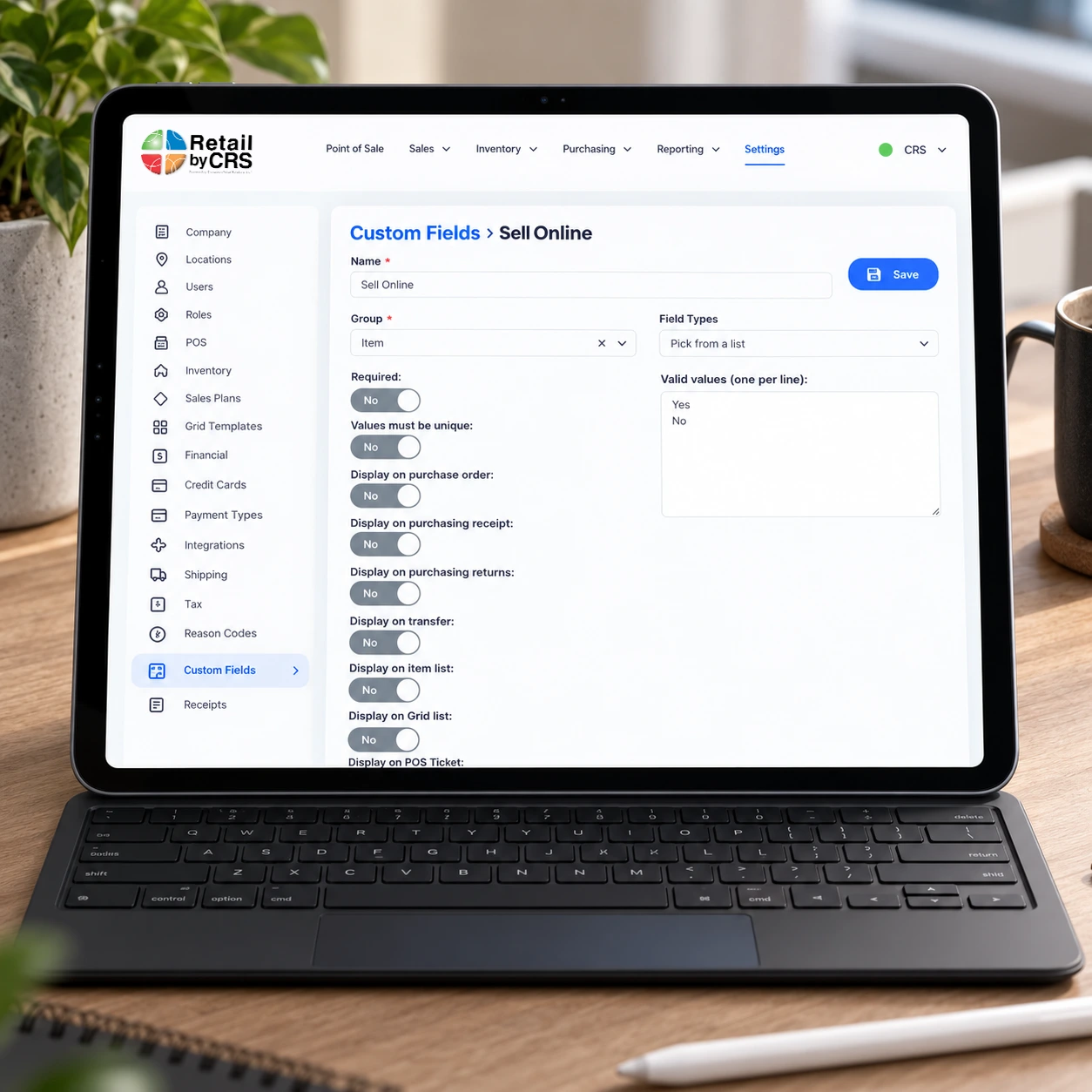 Omnichannel retail settings interface