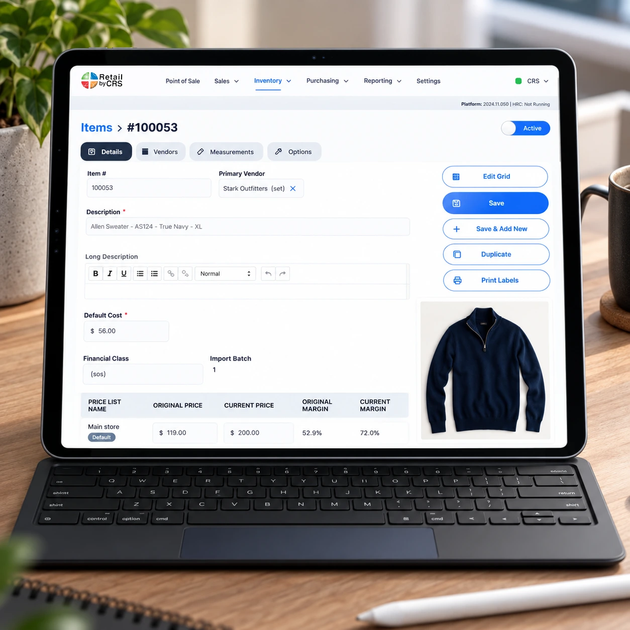 Inventory management interface